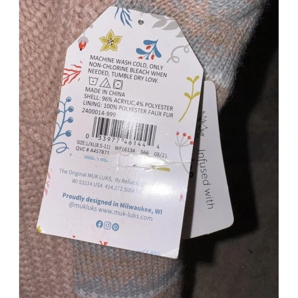 MUK‎ LUKS WOMENS CABIN SOCKS SIZE L/XL Fits Shoe Sz 8.5-11 INFUSED WITH ALOE New